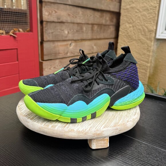 Adidas Trae Young 2.0 Basketball Shoes Sneakers Men\'s 7 Black Solar Green Sporty main image 15